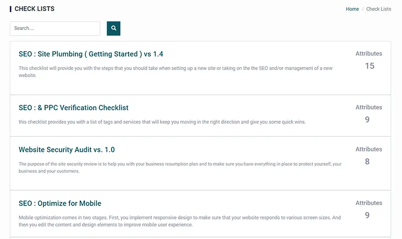 seoGEEK checklists